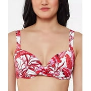 Jessica Simpson FUCHSIA MULTI Paradiso Twist-Front Bikini Swim Top, US Small